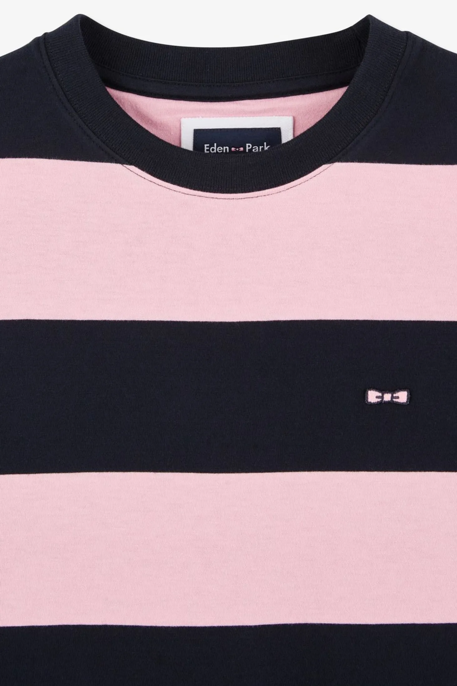 T-Shirt Manches Courtes Cercle Marine Et Rose En Coton