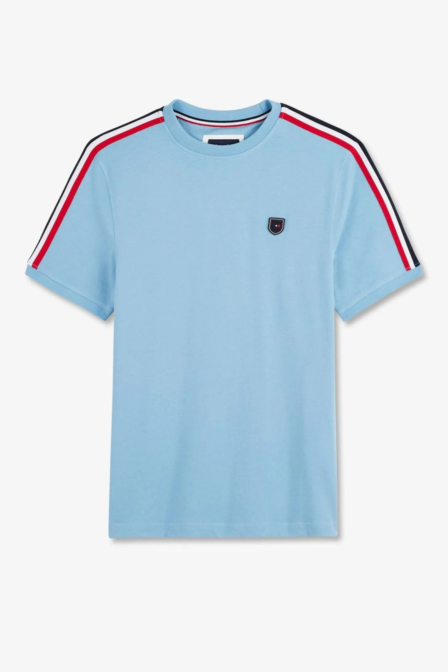 T-Shirt Manches Courtes Ciel En Coton Galons Epaules Tricolores