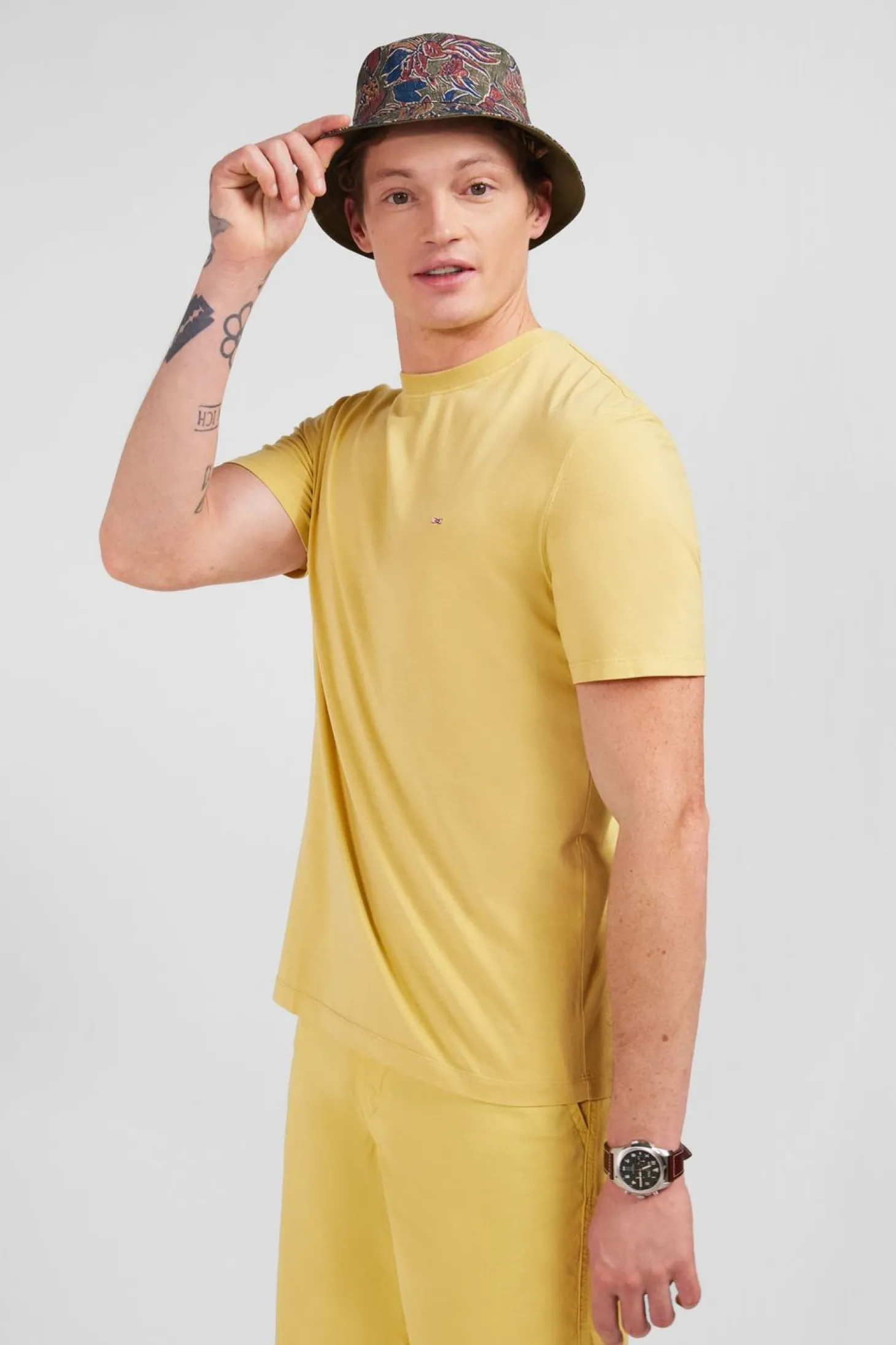 T-Shirt Manches Courtes Jaune Uni