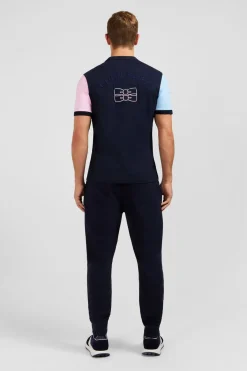 T-Shirt Manches Courtes Marine En Coton Details Embleme