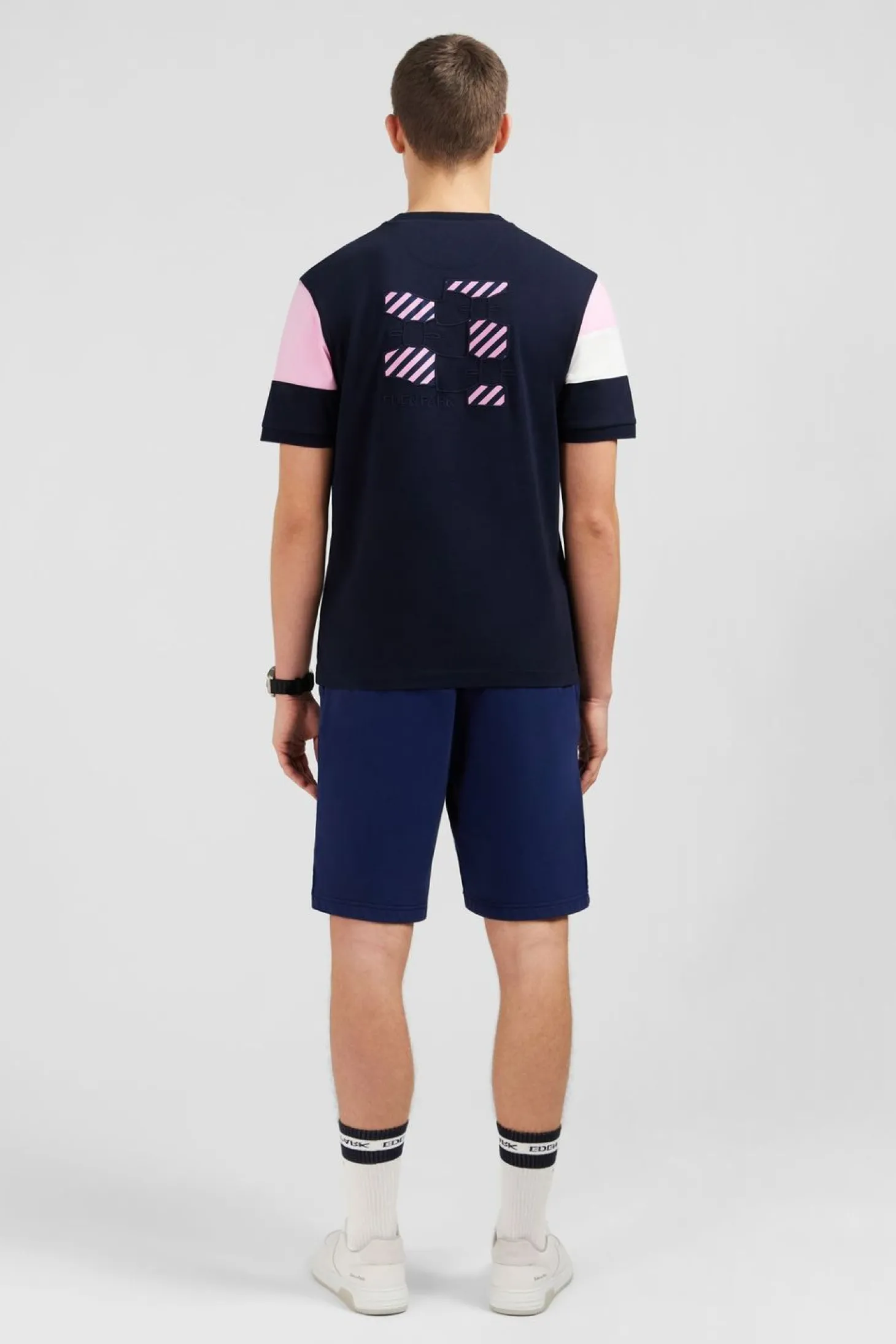 T-Shirt Manches Courtes Marine En Coton Embleme Noeud Papillon