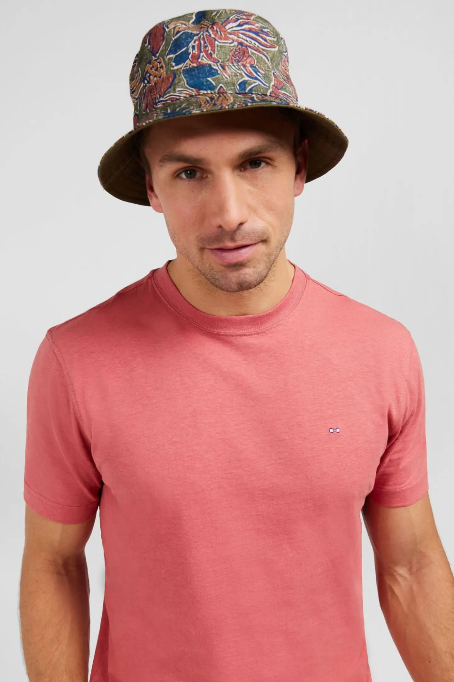 T-Shirt Manches Courtes Marron En Coton Et Lin