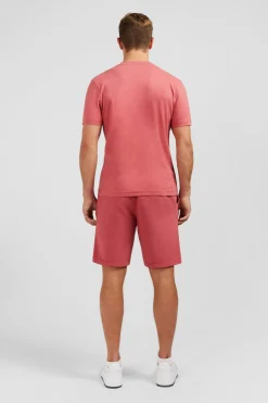 T-Shirt Manches Courtes Marron En Coton Et Lin