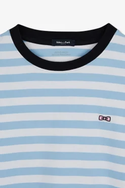 T-Shirt Manches Courtes Raye Bleu En Coton Pima