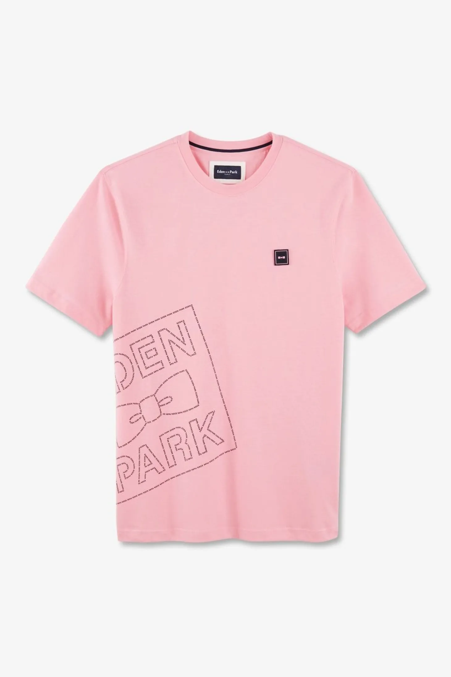 T-Shirt Manches Courtes Rose En Coton Serigraphie Eden Park