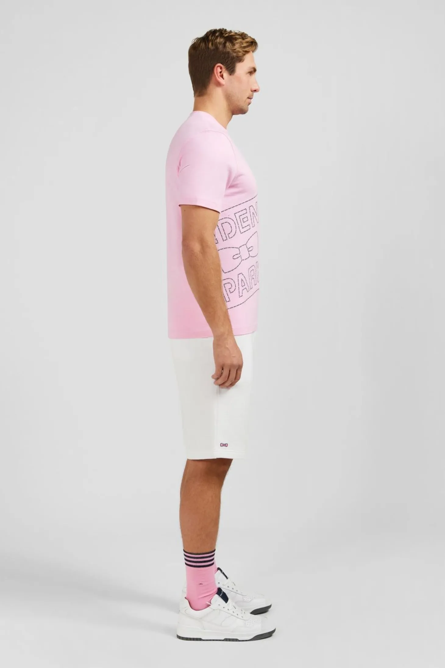 T-Shirt Manches Courtes Rose En Coton Serigraphie Eden Park