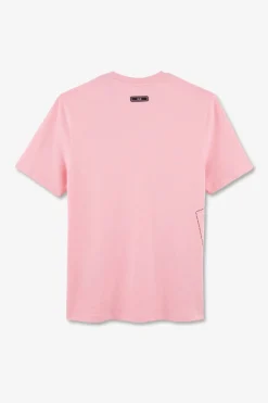 T-Shirt Manches Courtes Rose En Coton Serigraphie Eden Park