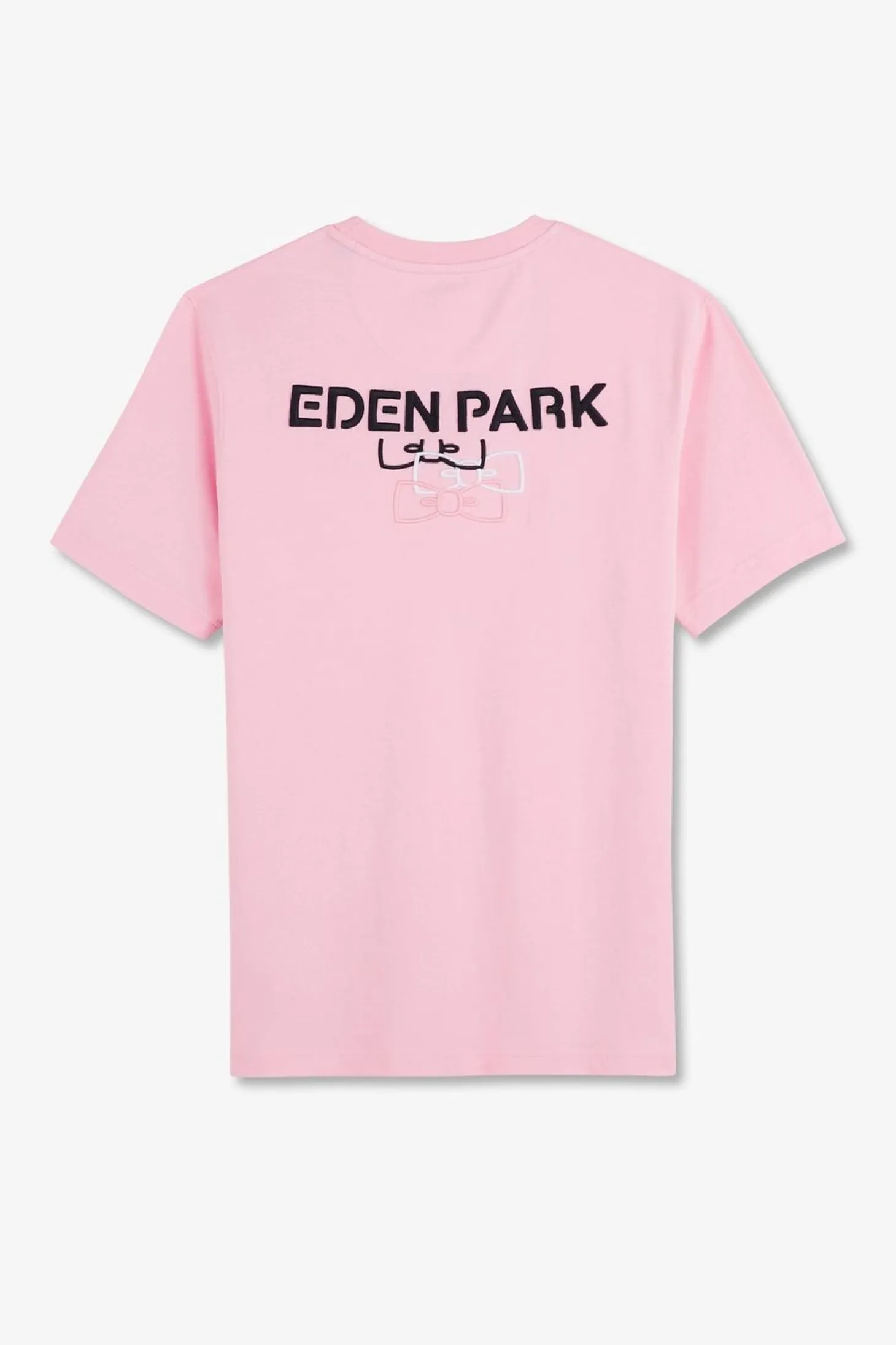 T-Shirt Manches Courtes Rose En Coton Embleme Dos