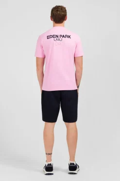 T-Shirt Manches Courtes Rose En Coton Embleme Dos