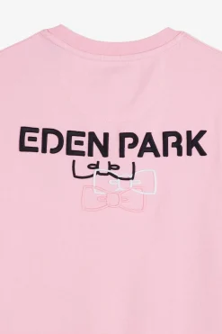 T-Shirt Manches Courtes Rose En Coton Embleme Dos