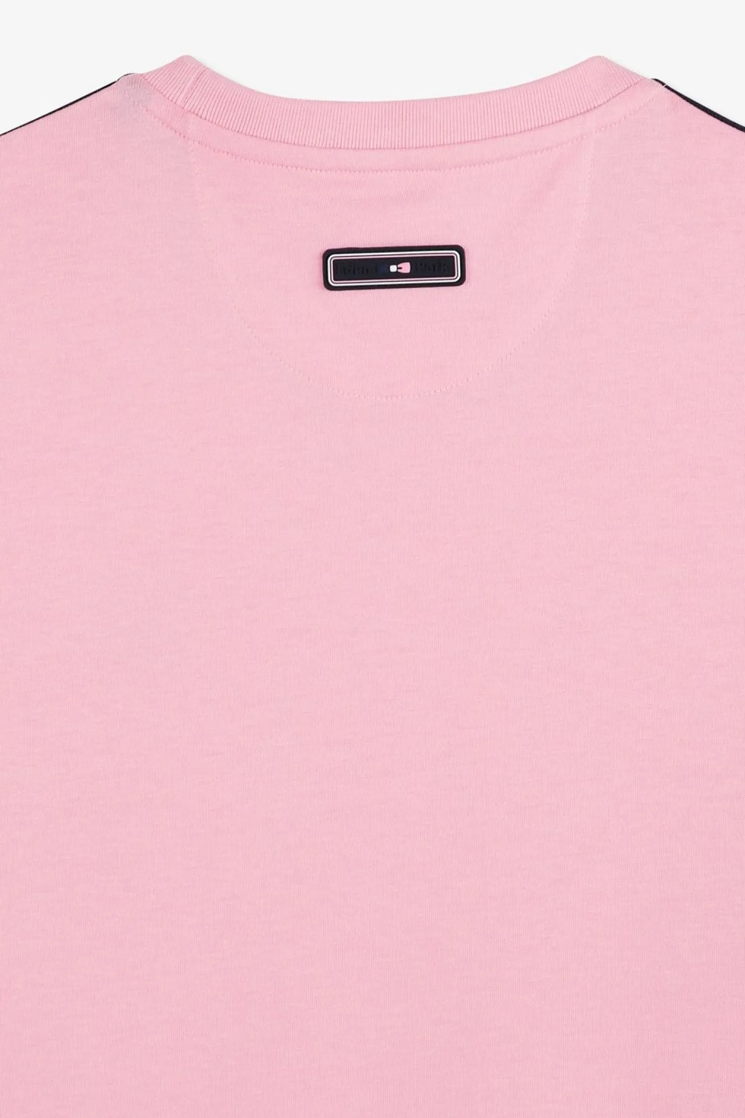 T-Shirt Manches Courtes Rose En Coton Galons Epaules Tricolores
