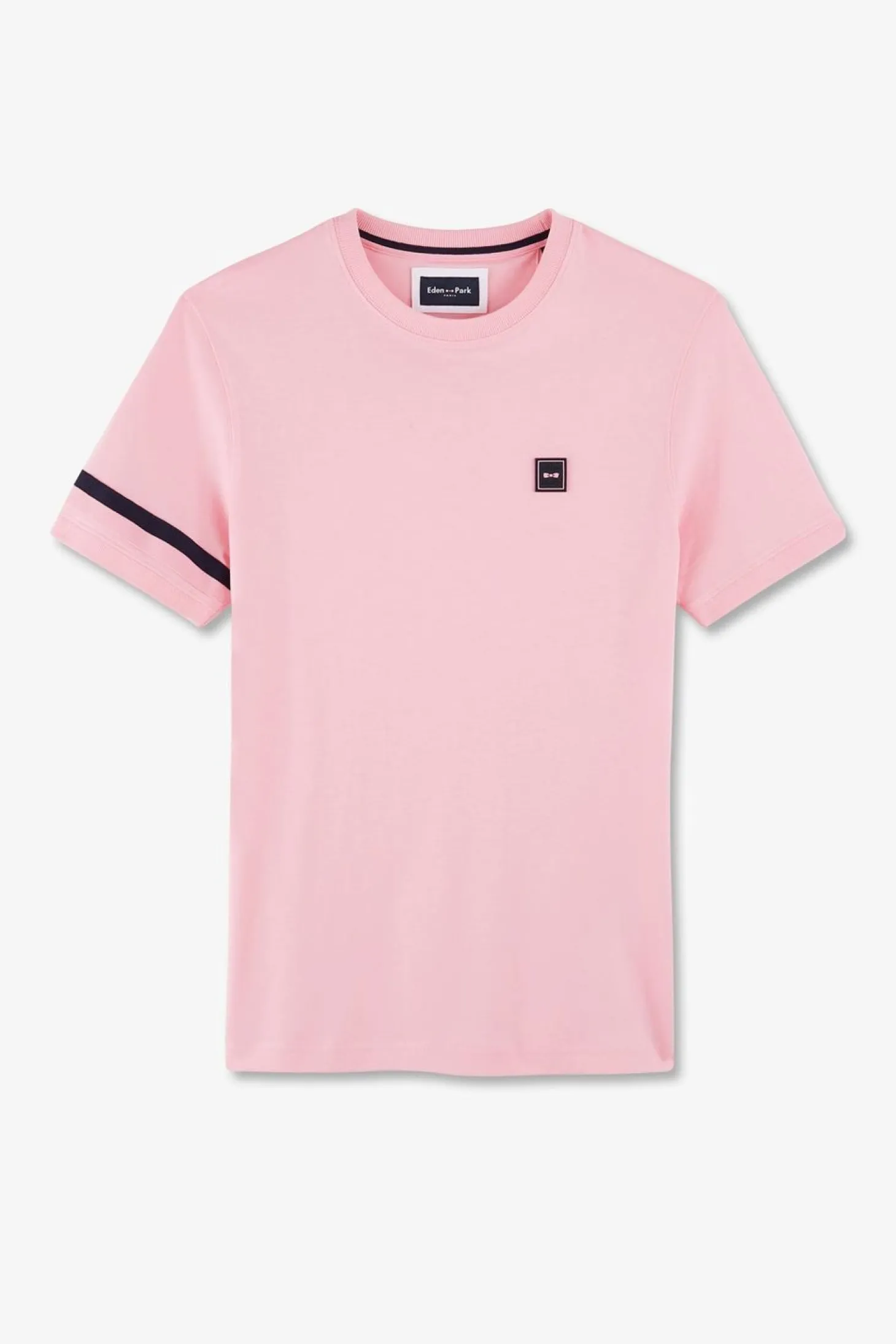 T-Shirt Manches Courtes Rose En Coton Badges Embleme