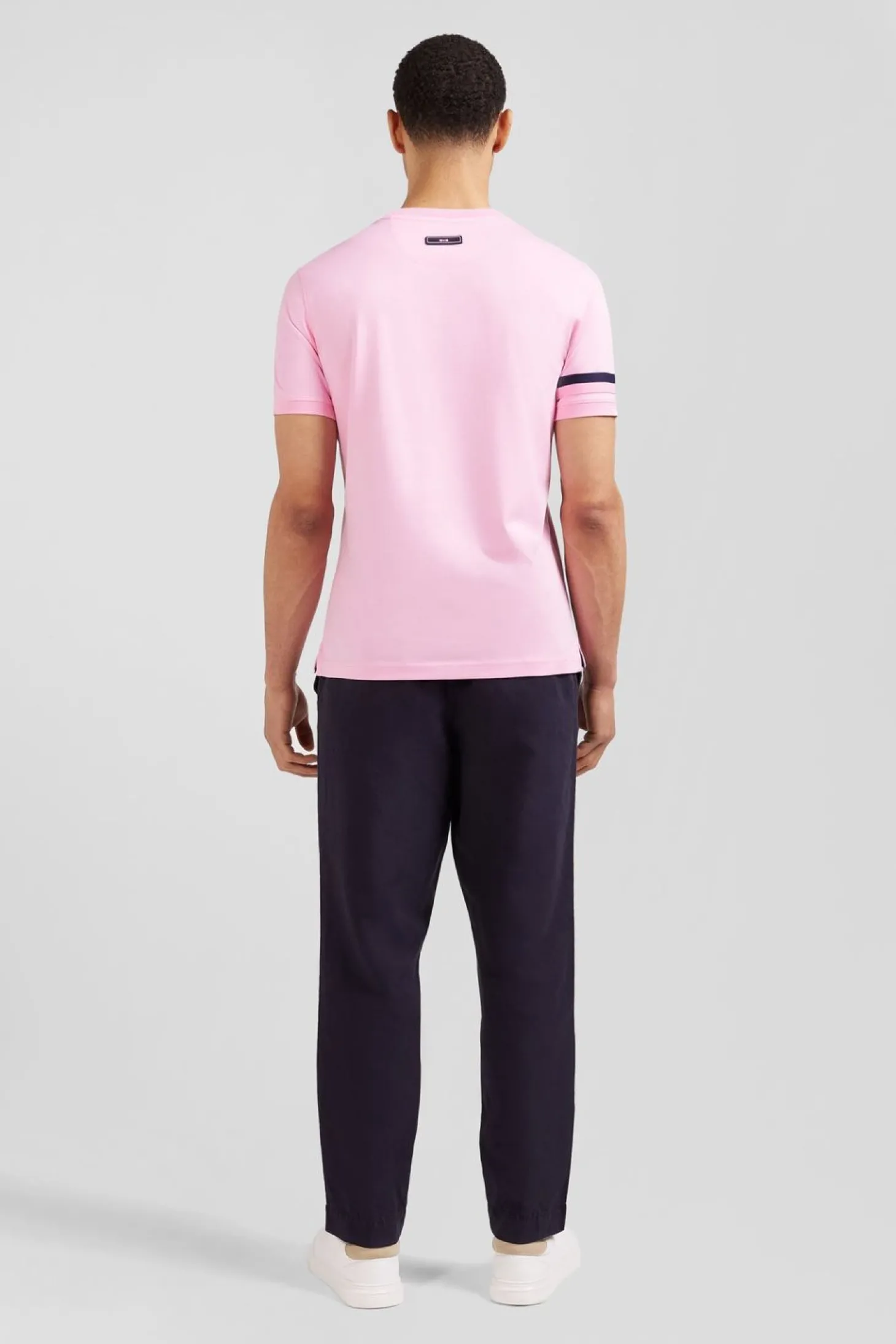 T-Shirt Manches Courtes Rose En Coton Badges Embleme
