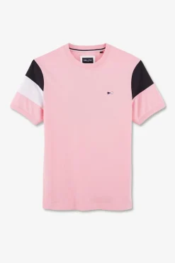 T-Shirt Manches Courtes Rose En Coton Embleme Noeud Papillon