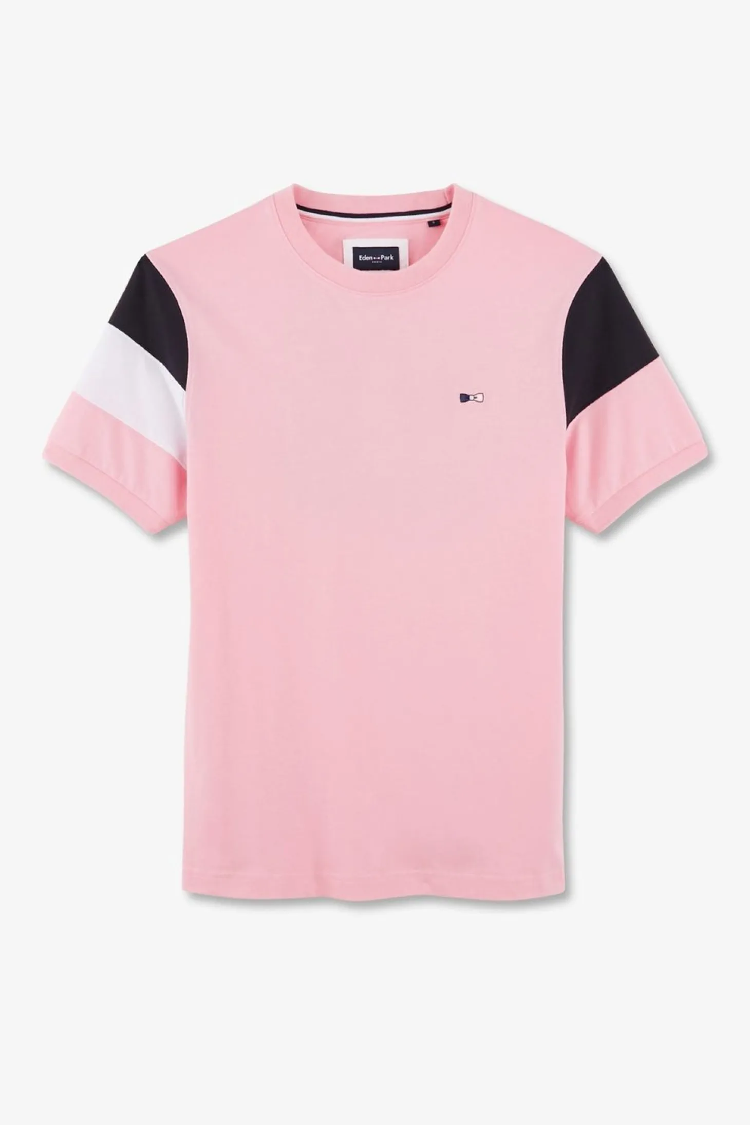 T-Shirt Manches Courtes Rose En Coton Embleme Noeud Papillon