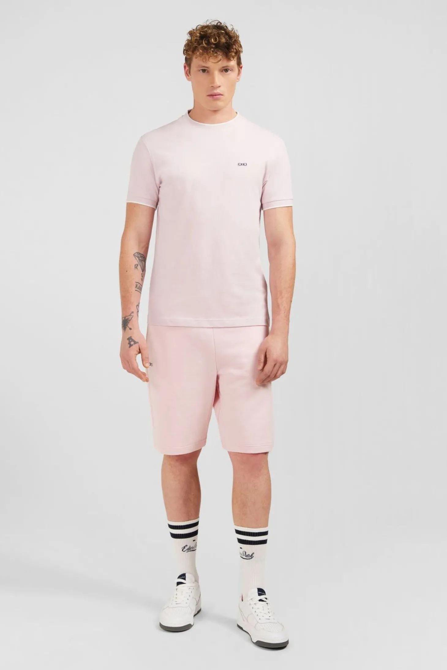 T-Shirt Manches Courtes Uni Rose En Coton Stretch