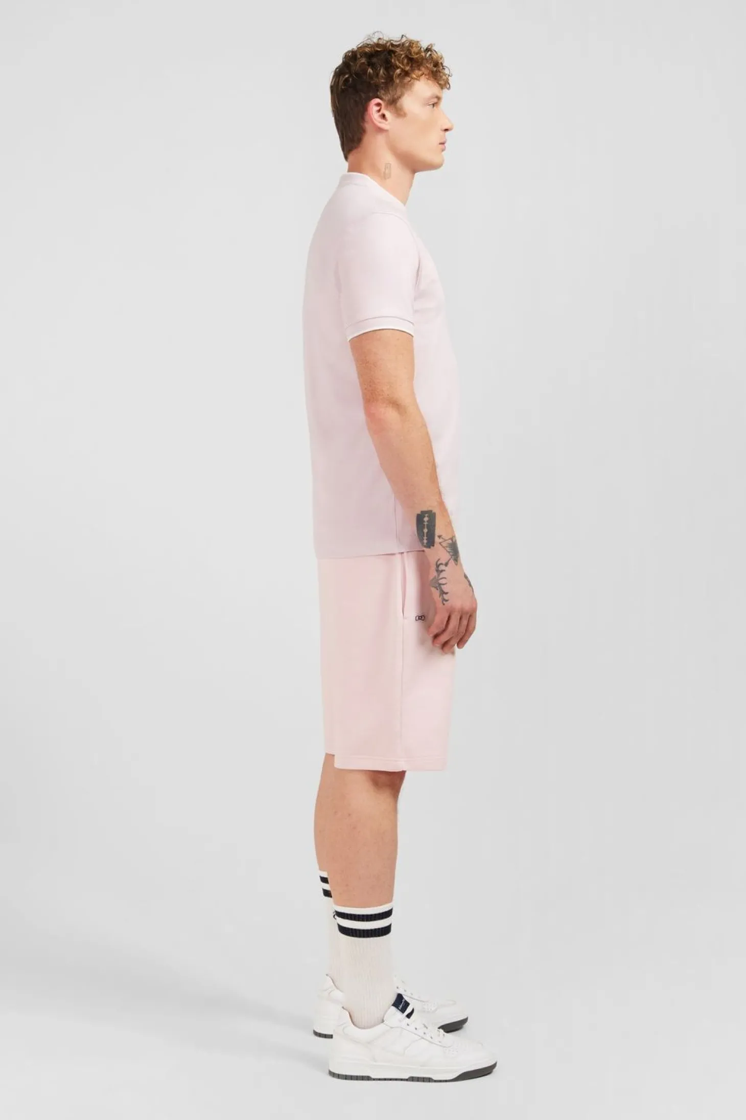 T-Shirt Manches Courtes Uni Rose En Coton Stretch