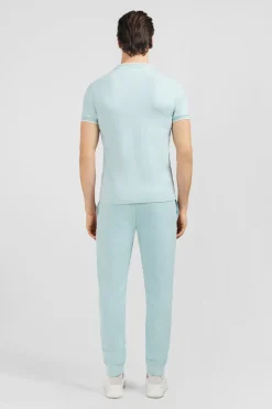 T-Shirt Manches Courtes Uni Vert En Coton Stretch