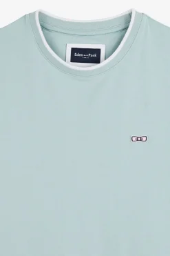 T-Shirt Manches Courtes Uni Vert En Coton Stretch