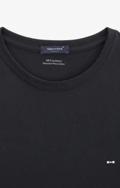 T-Shirt Noir Col Rond A Manches Longues