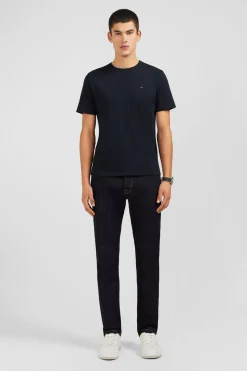 T-Shirt Noir Col Rond A Manches Courtes