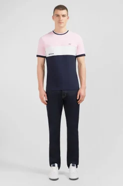 T-Shirt Rose Colorblock A Manches Courtes