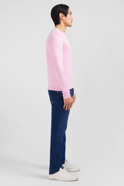T-Shirt Rose Col Rond A Manches Longues