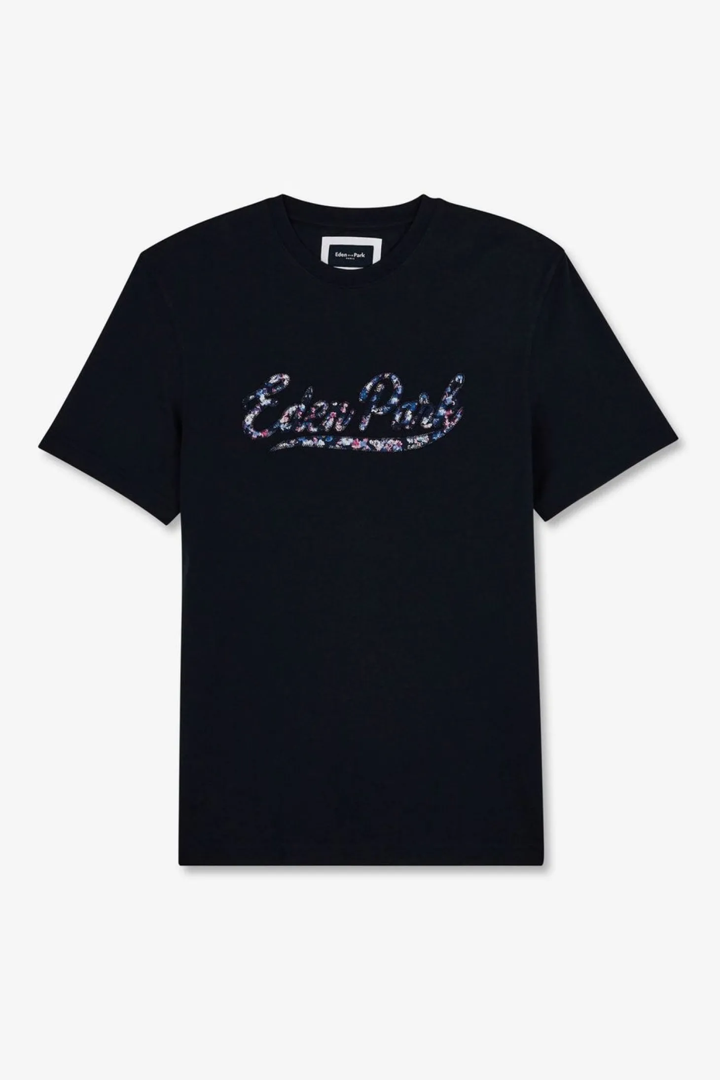 T-Shirt Uni Bleu Fonce A Inscription Eden Park