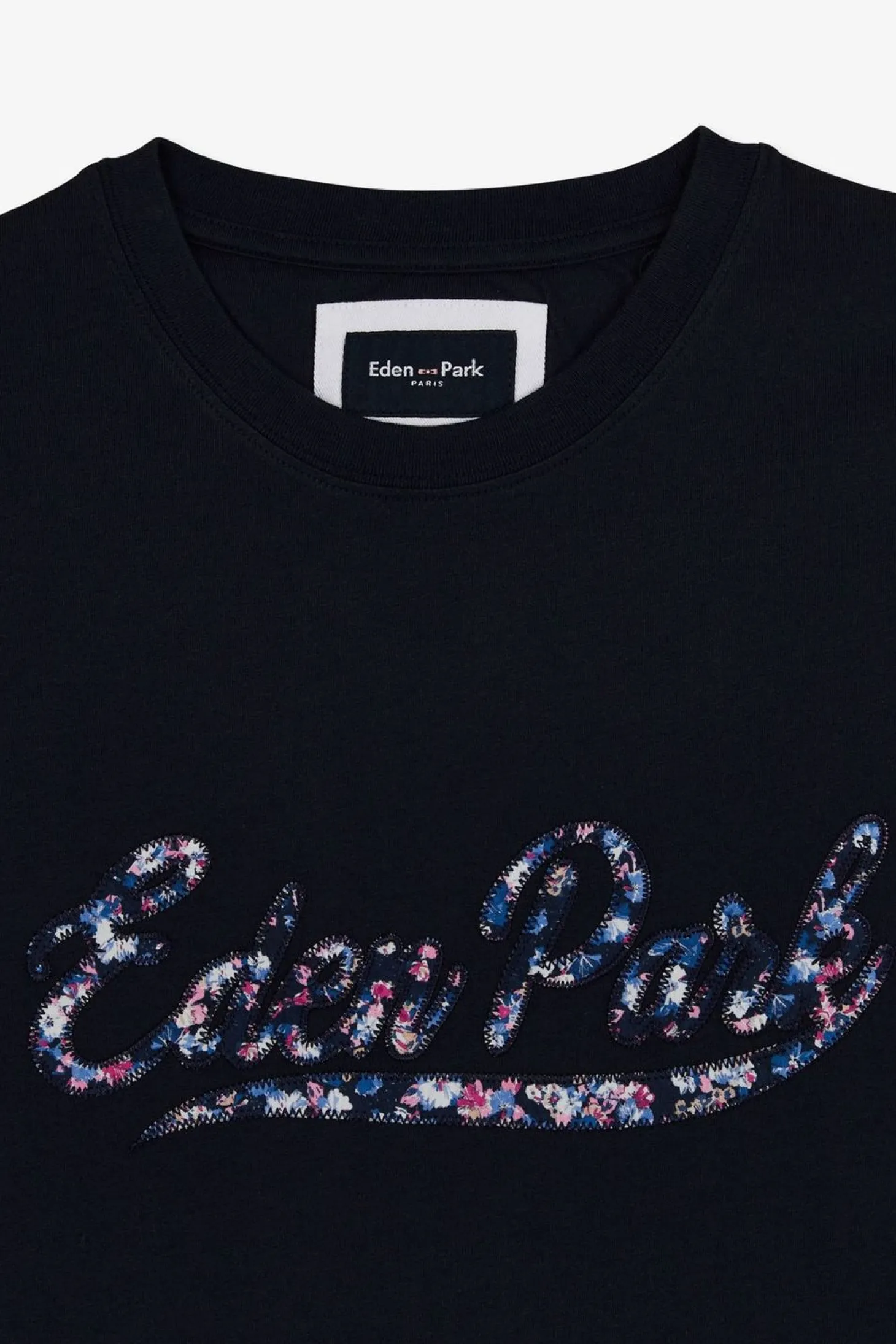 T-Shirt Uni Bleu Fonce A Inscription Eden Park